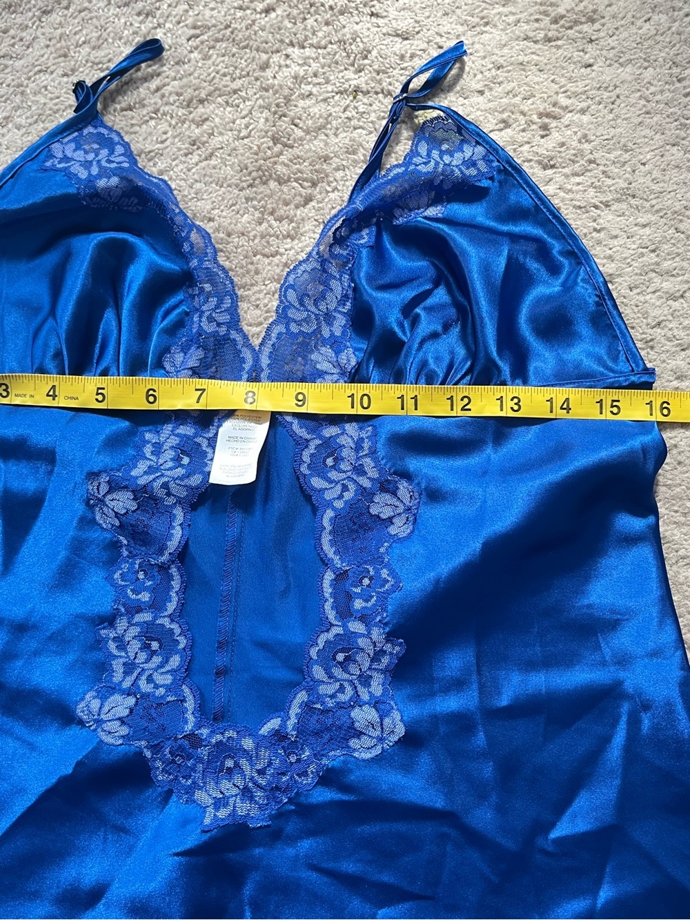 Avon Blue Satin Lace Trim Babydoll Slip Dress Chemise Sz L Romantic Boudoir - Picture 4 of 9
